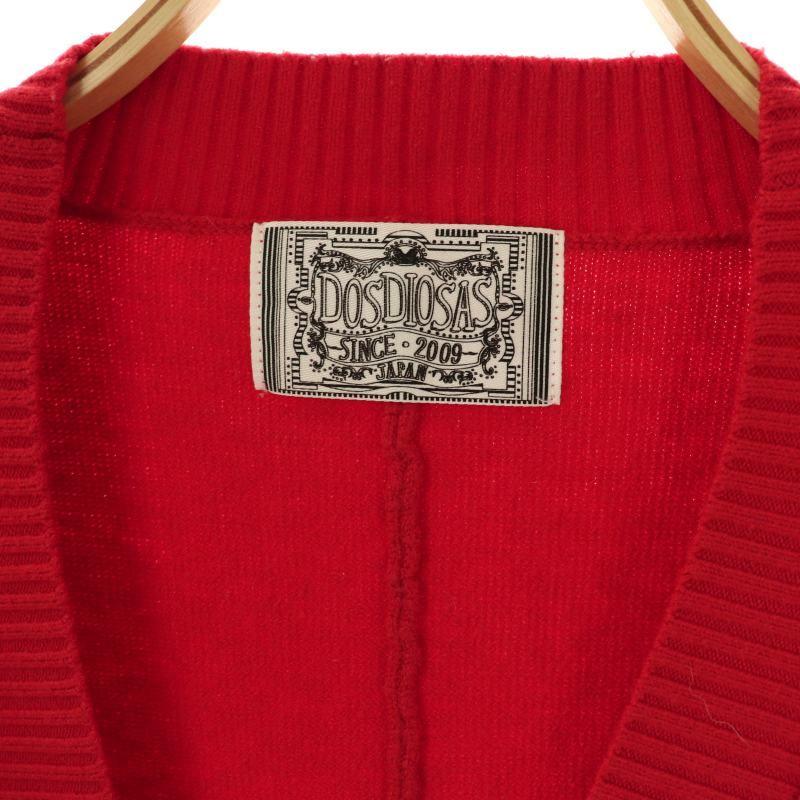 DOS DIOSAS ドスディオサス ニット レッド サイズ:38(M) | 24秋冬 ハート 刺繍 リブニット / プルオーバー | 長袖 ハイネック コンパクト ストレッチ | トップス セーター【レディース】【中古】 ハートニット DOS DIOSAS 【ドスディオサス】 | Pay ID