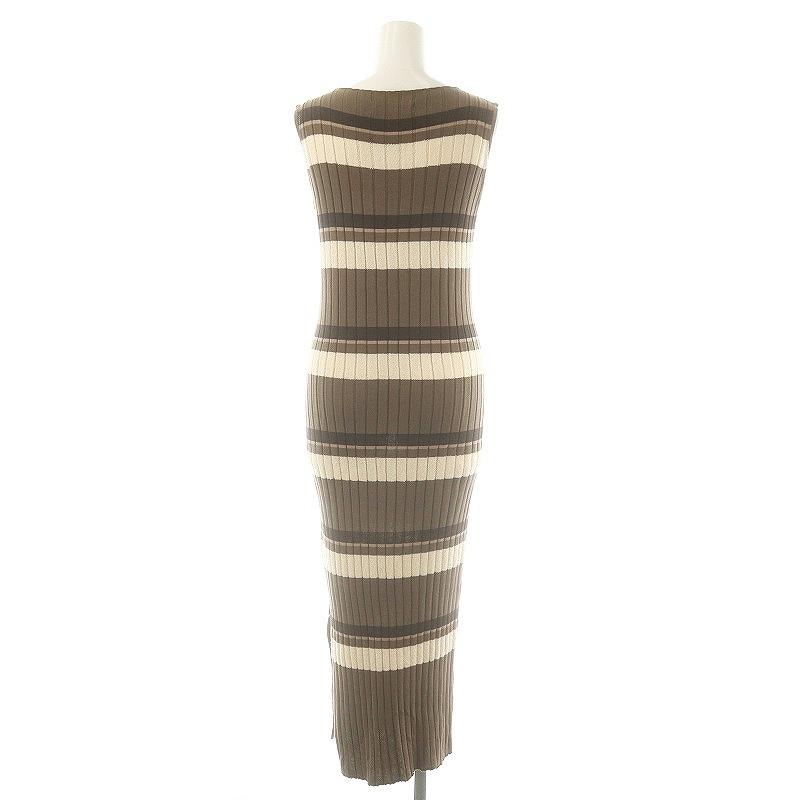 ワンピース Cotton Striped Ribbed Knit Dress M ハーリップトゥ Her lip to 23SS Cotton Striped Ribbed Knit Dress