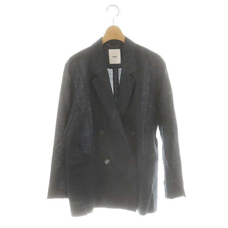 未着用 ebure リネン ダブルブレストジャケット 24SS ¥58,300 エブール ebure 24SS クリアリネン ダブルブレストジャケット
