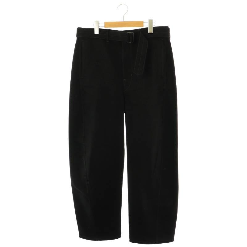 ルメール ツイストベルテッドパンツ ワイド S 黒 PA326 LD1000 ルメール LEMAIRE ツイスト ベルテッドパンツ ブラックデニム PA326