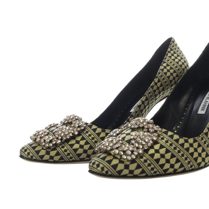 中古】マノロブラニク MANOLO BLAHNIK ハンギシ サテンパンプス