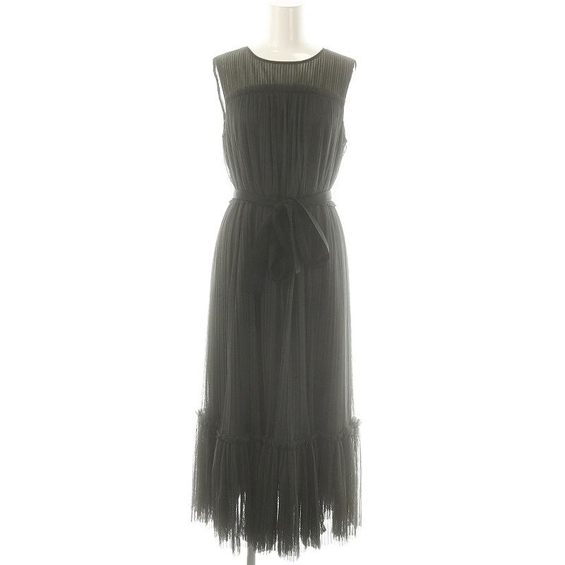 【中古】グレースコンチネンタル 24AW プリーツロングドレス ワンピース ロング チュール 36 グレー グレースコンチネンタル GRACE CONTINENTAL 24AW プリーツロングドレス