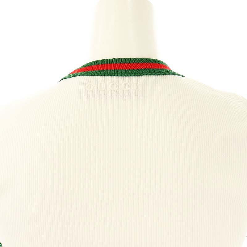 【中古】グッチ 28882 XJG5O 9692 ウェブ ストライプ トリム コットンリブ Tシャツ XXS 白 緑 赤 レディース GUCCI（グッチ） GUCCI 28882 XJG5O 9692 ウェブ ストライプ トリム