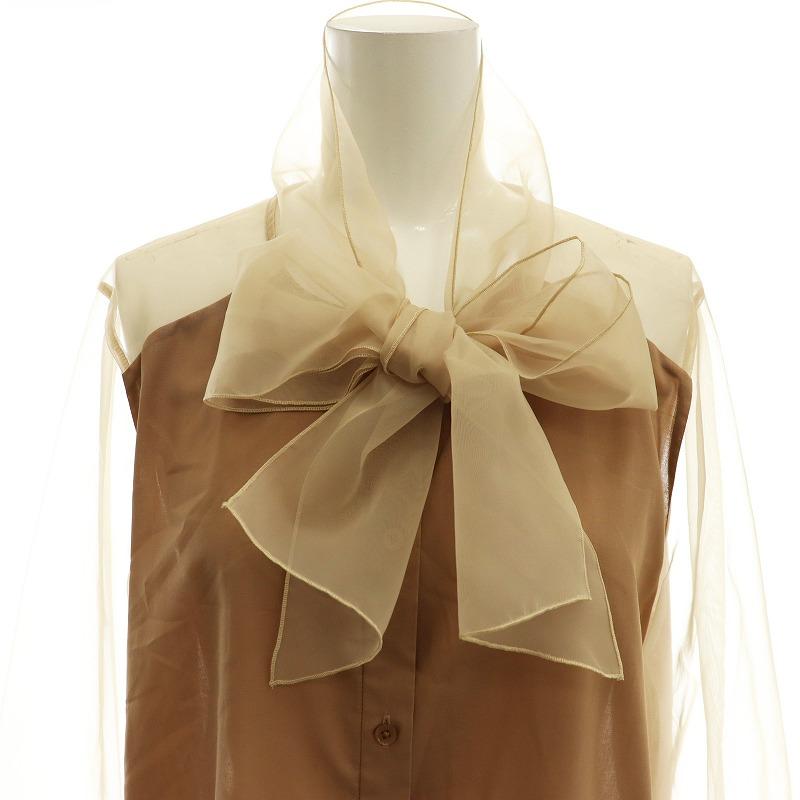 AEWEN MATOPH / オーガンジーボウタイブラウス/38/ポリエステル/BEG/無地/8721-215-0022 UNITED ARROWS（ユナイテッドアローズ） イウエンマトフ オーガンジー