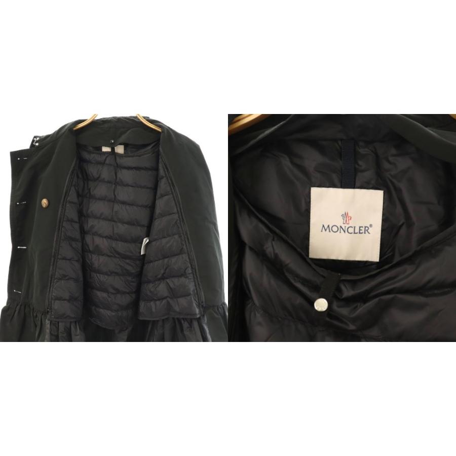 【中古】モンクレール MONCLER ALEET ダウンライナー付き フリル スプリングコート トレンチ ショート 2 黒 ブラック MONCLER（モンクレール） MONCLER ALEET ダウンライナー付き フリル