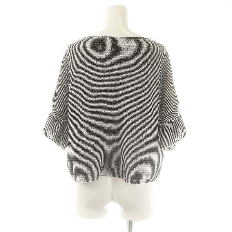 25SS♡ANAYI アナイ 和紙ガーターフリル袖プルオーバー 38 ボーダー アナイ ANAYI 25SS 和紙ガーターフリル袖プルオーバー ニット