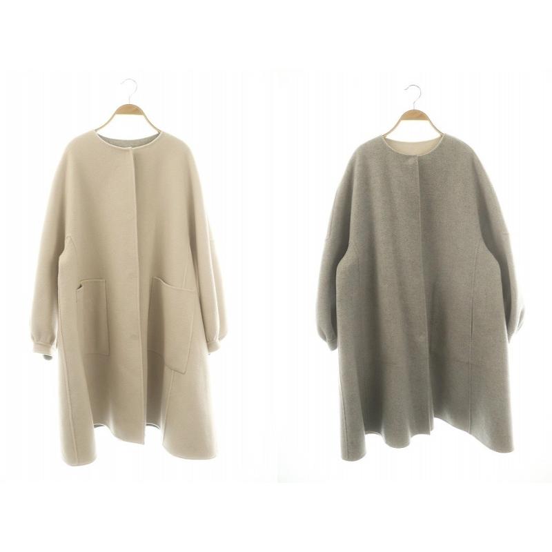 美品　アドーア　カシミヤ入り2トーンコート　ノーカラー　38 グレー 極美品 アドーアADORE カシミヤ混 2トーンコート ノーカラー グレー