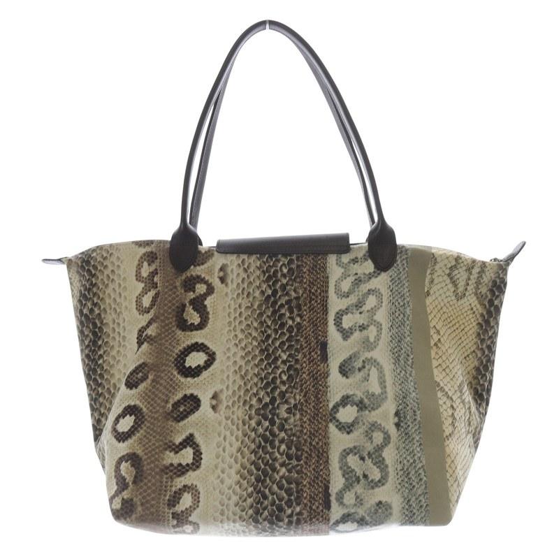 LONGCHAMP ロンシャン パイソン 2way トートバッグ 蛇柄 LONGCHAMP ロンシャン パイソン 2way トートバッグ 蛇柄