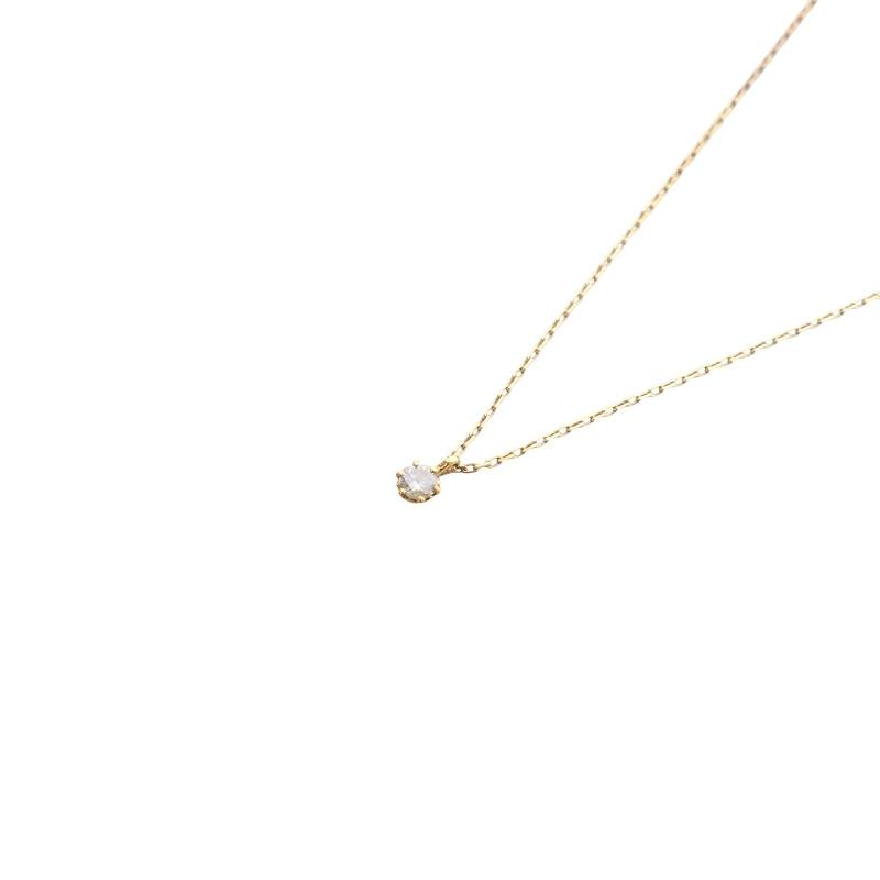 agete アガット 一粒ダイヤ ネックレス K18 0.05ct イエローゴールド 