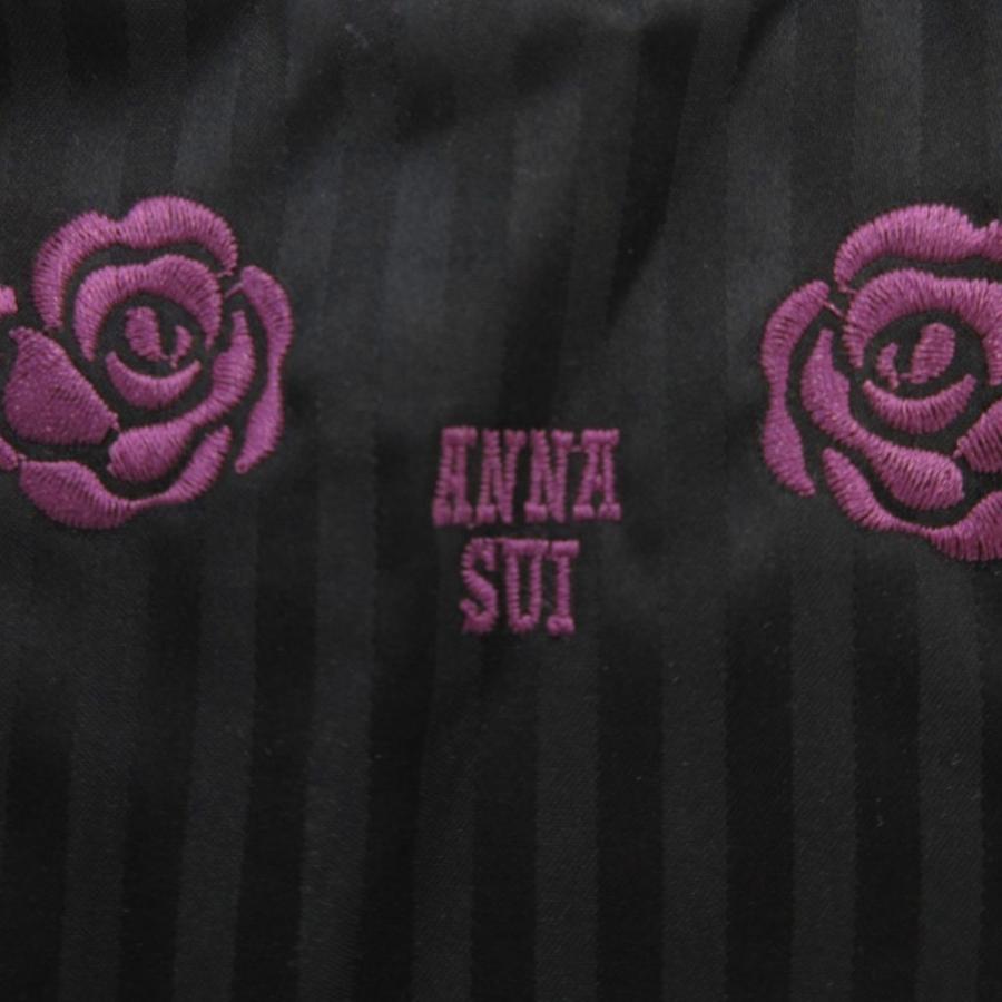 ANNA SUI（アナスイ） ハンドバッグ 刺繍 花柄 ストライプ 黒 ブラック