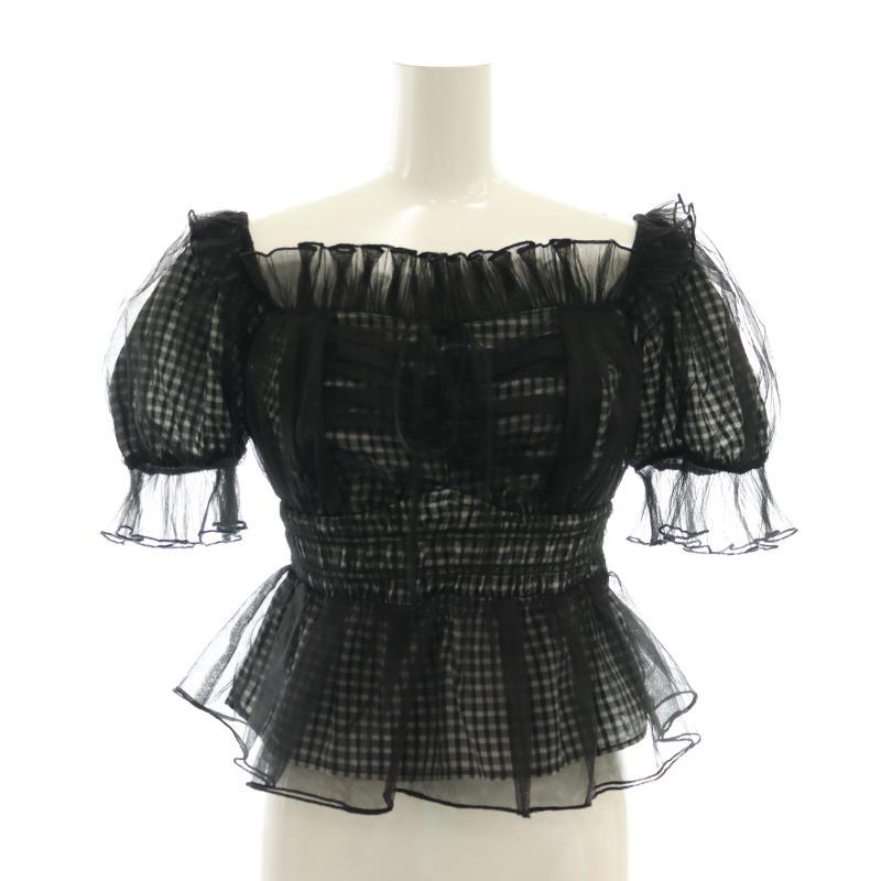 紙タグ付き 24SS♡SNIDEL ギャザーフリルオフショルブラウス ギンガム SNIDEL スナイデル 24SS ギャザーフリルオフショルブラウス