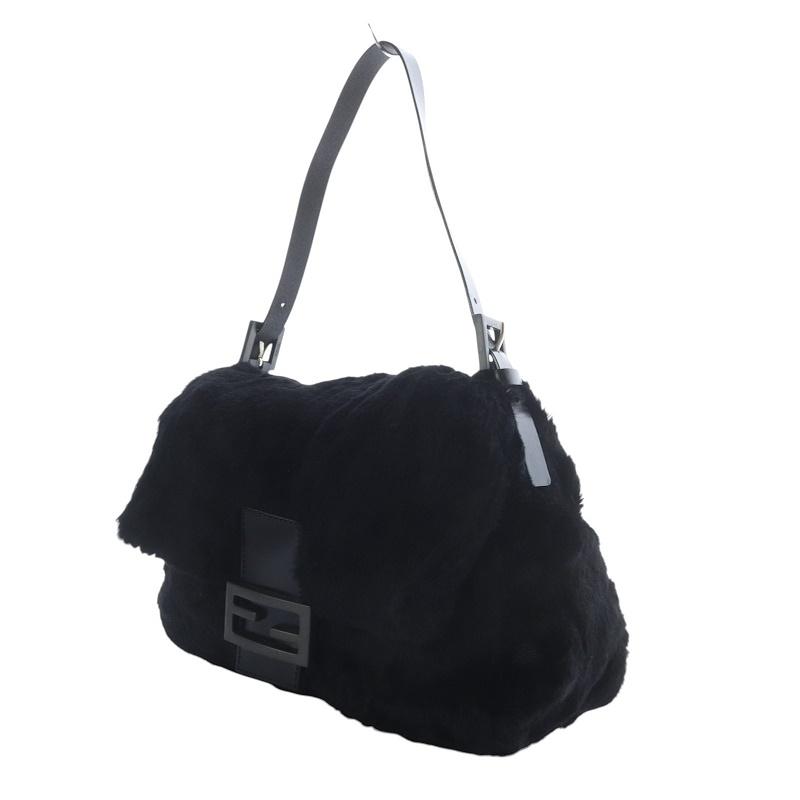 良品◎FENDI フェンディ マンマバケット ジャージー 黒 ブラック FENDI（フェンディ） FENDI LAPIN マンマバケット ショルダーバッグ
