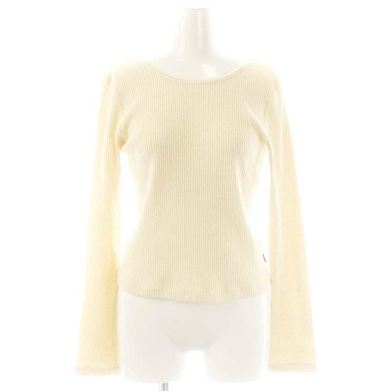 新品SeaRoomlynn organic cotton ラインニット ホワイト シールームリン SeaRoomlynn リブニットUネックニット セーター
