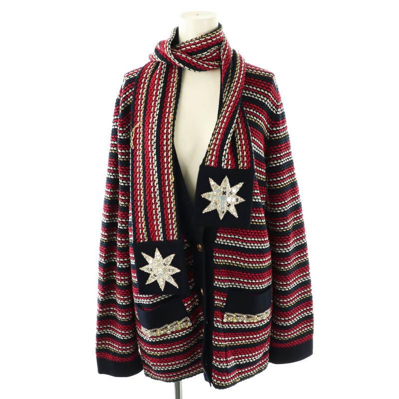 GUCCI グッチ 519842 ツイード ビジュー ニット カーディガン ラメ  