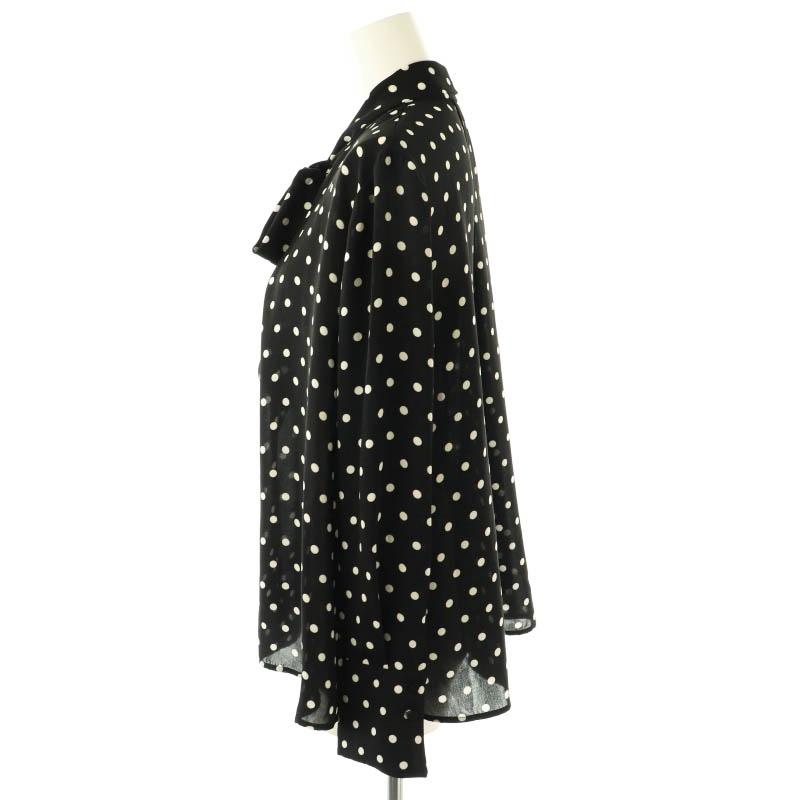プラステ PLST ドット ボウタイブラウス プルオーバー S 黒 白 /CX 