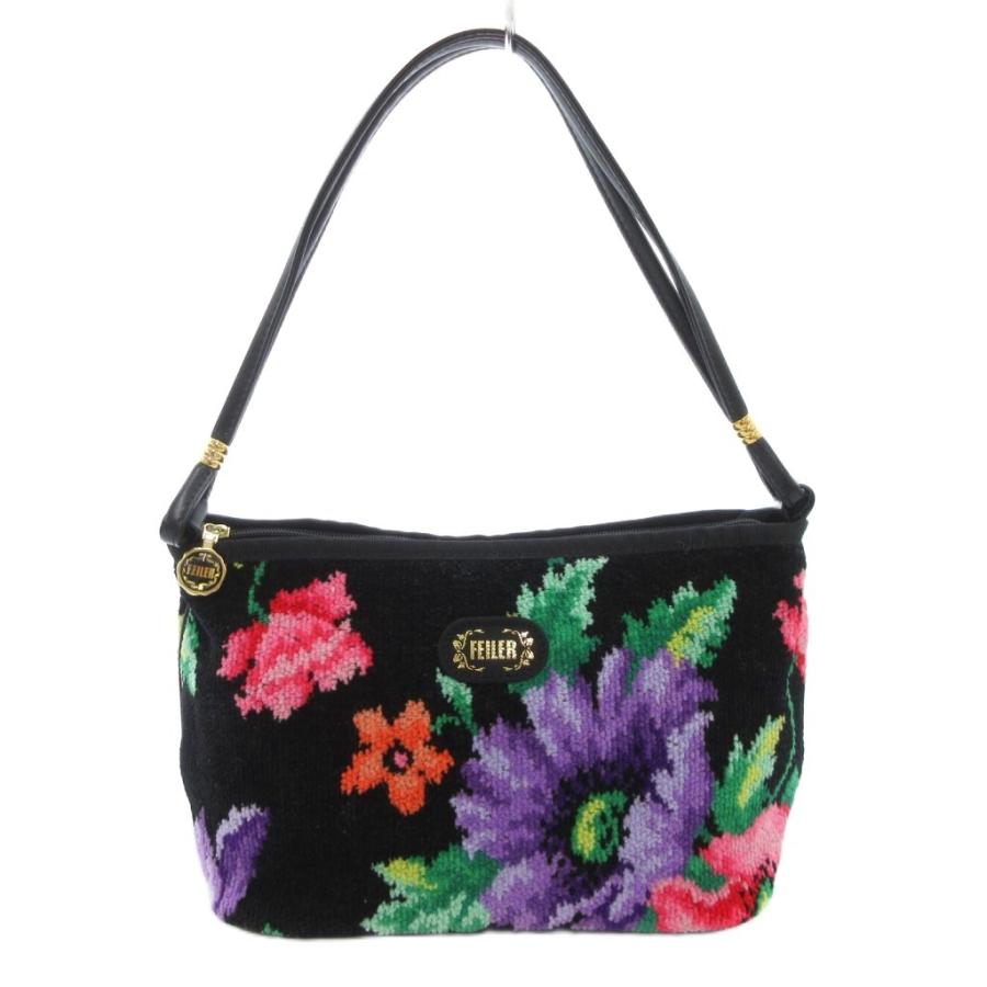 FEILER ハンドバッグ 花柄 フェイラー FEILER ハンドバッグ 花柄 シュニール織 ミニ 黒 ブラック