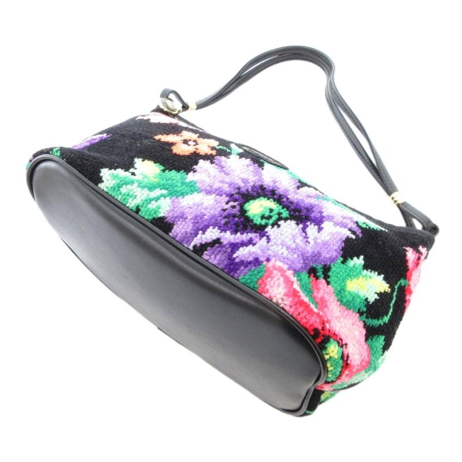 フェイラー FEILER ハンドバッグ 花柄 シュニール織 ミニ 黒 ブラック