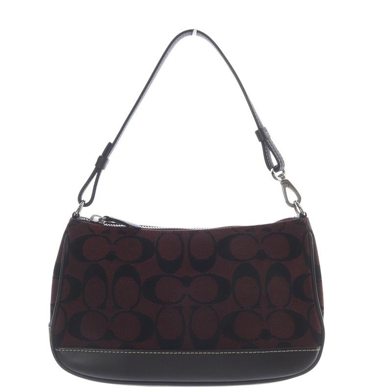 COACHアクセサリーポーチハンドバッグシグネチャーキャンバスレザー