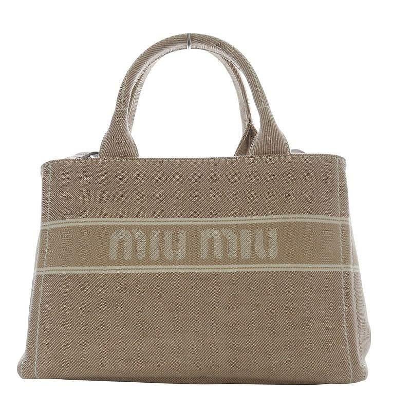 極美品✨ MIUMIU ジャガード ロゴデニム 2way ハンドバッグ miu ミュウミュウ miumiu ジャガード ロゴ デニム 2way トート