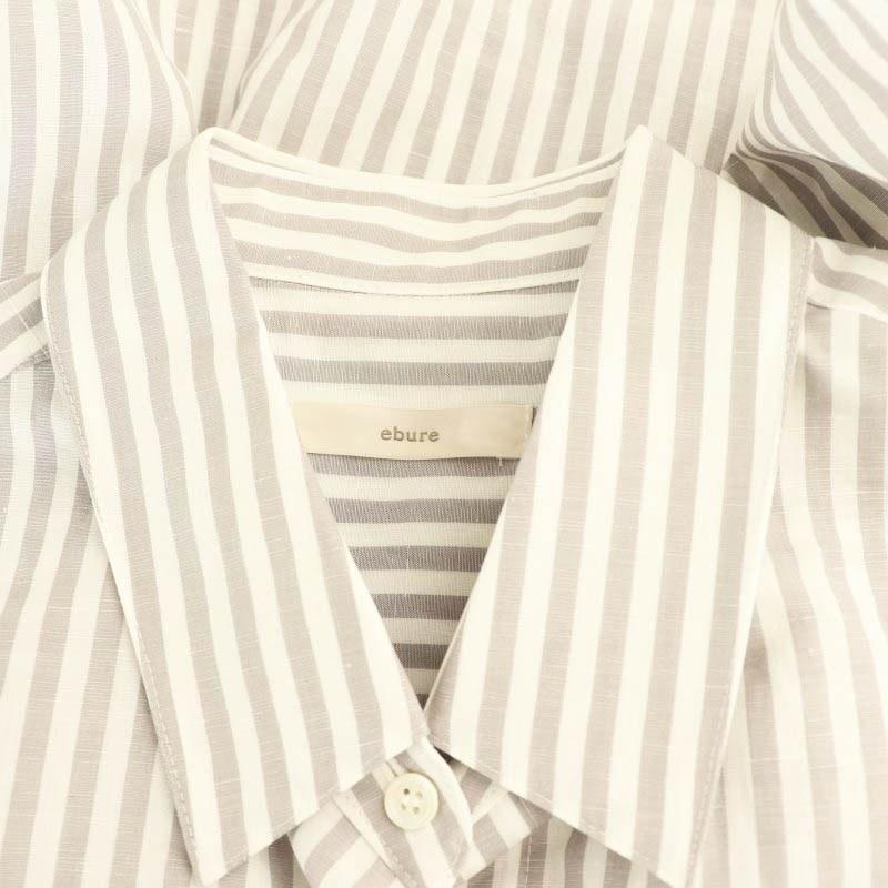 エブール ebure コットンリネン ストライプ ブラウス シャツ 七分袖 38