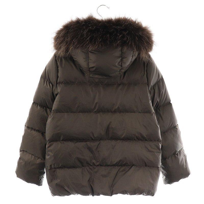 ナノユニバース 西川 ダウンジャケット ブラック ラクーンファー 36