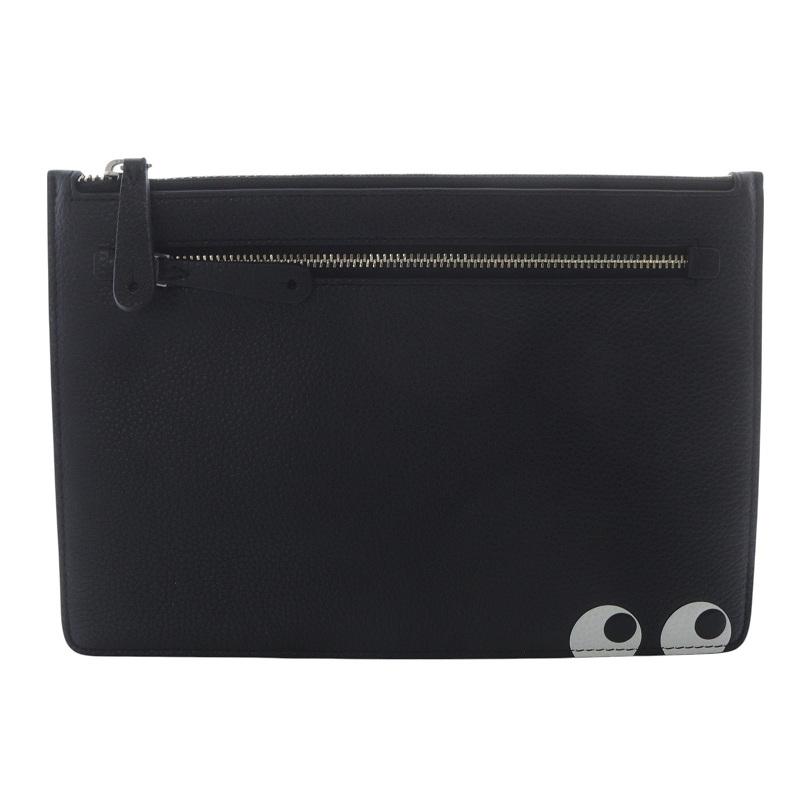 アニヤハインドマーチ ANYA HINDMARCH EYES レザー ポーチ 黒 ブラック 