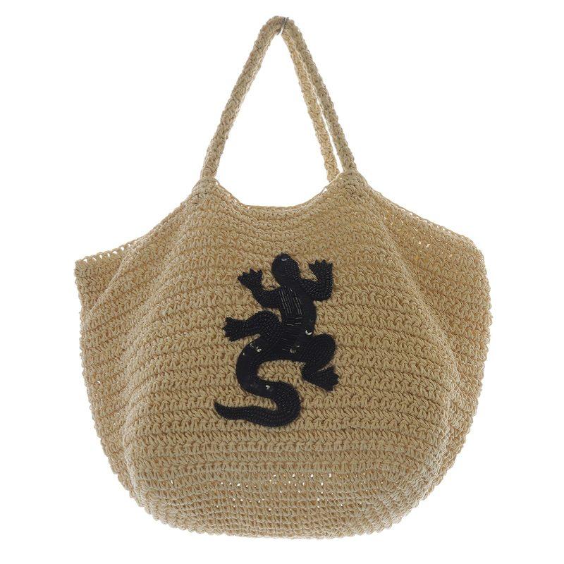 agnes b　アニエスベー　カゴバック　ベージュ agnes b. アニエスベー とかげモチーフかごバッグ ハンドバッグ