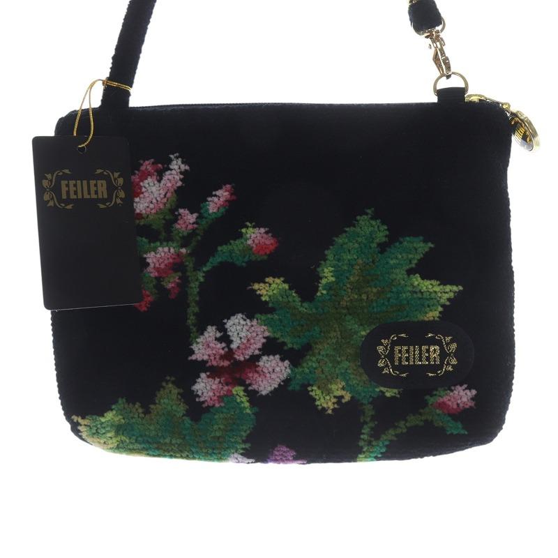 未使用品 フェイラー FEILER ゼラニウム サイドポーチ 黒 ブラック