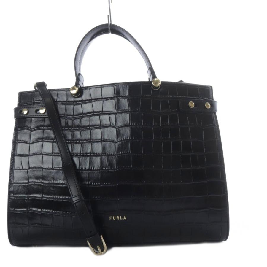 FURLA フルラ LADY M L TOTE 型押し トートバッグ ショルダー