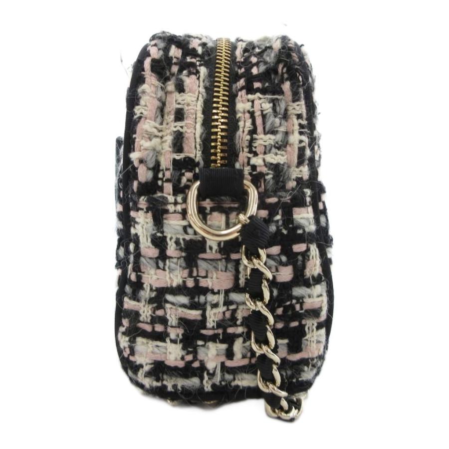 トッカ TOCCA ショルダーバッグ ツイード リボン チェーン ピンク /JS