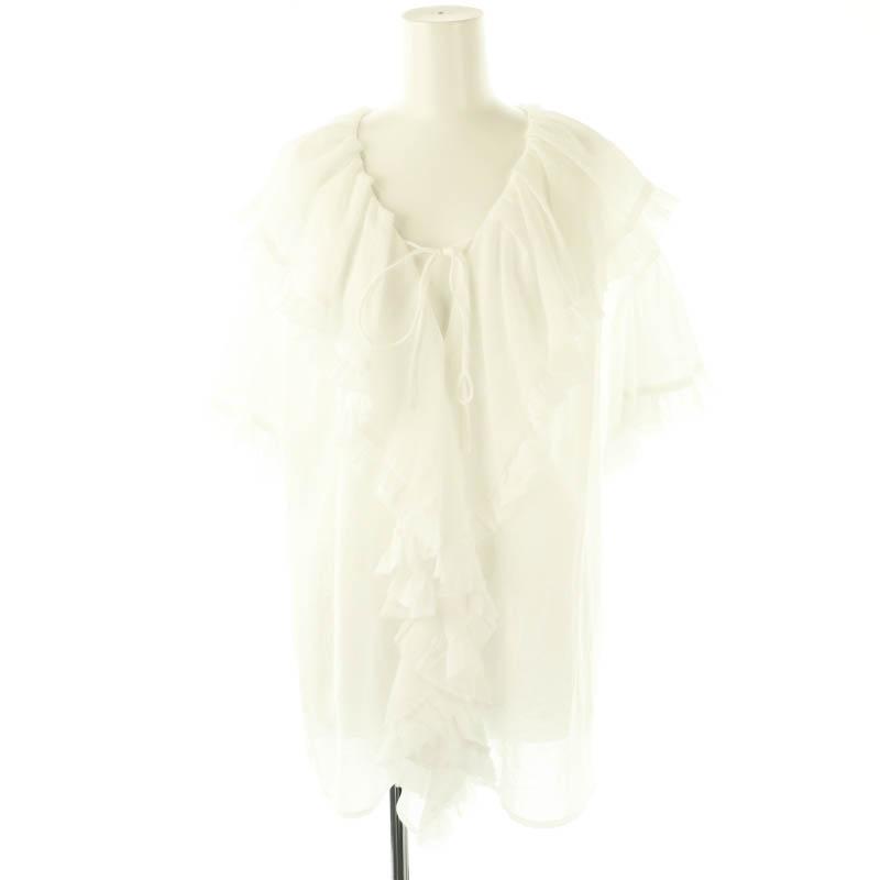 ココディール COCO DEAL BIGフリルブラウス 半袖 チュニック丈 2 白  