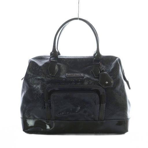 LONGCHAMP ロンシャン ハンドバッグ ファー エナメル ブラック LONGCHAMP ロンシャン ハンドバッグ ファー エナメル ブラック