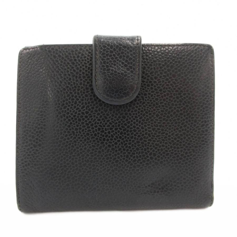 CHANEL シャネル パテント コンパクト財布 Wホック ココマーク 黒