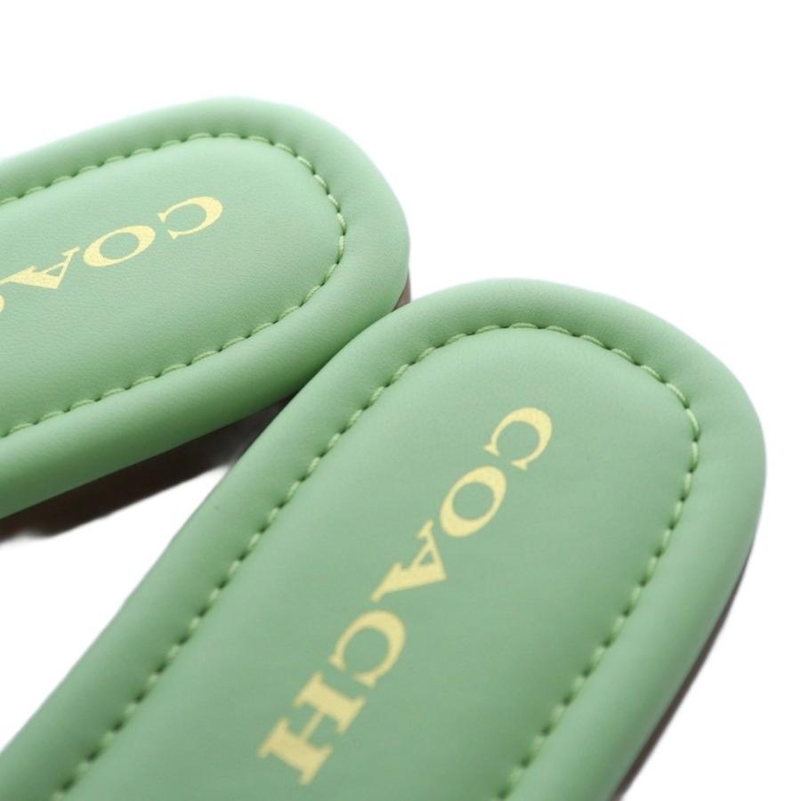 COACH（コーチ） エヴィ サンダル レザー ロゴ 24.5cm ペール