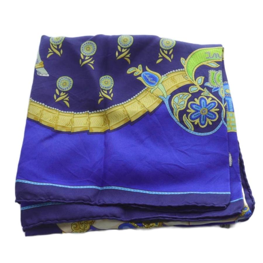 HERMES（エルメス） HERMES india スカーフ 総柄 シルク 青 ブルー