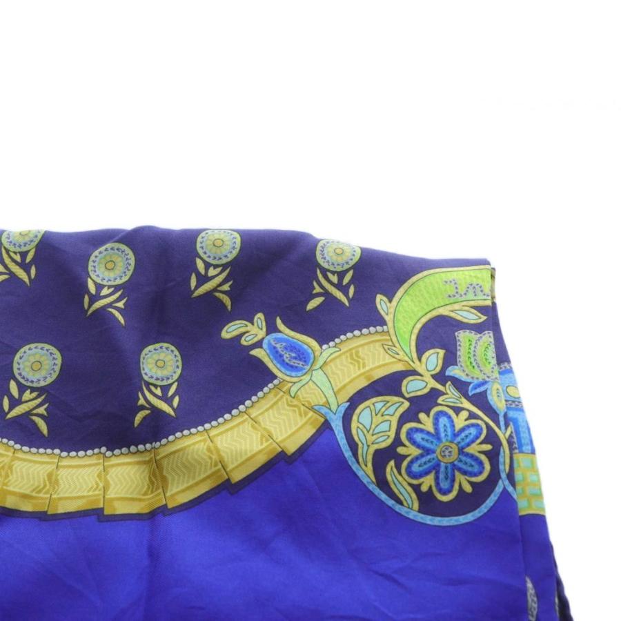 【中古】エルメス HERMES india スカーフ 総柄 シルク 青 ブルー カレ90 /SR ■OH レディース HERMES（エルメス） HERMES india スカーフ 総柄 シルク 青 ブルー