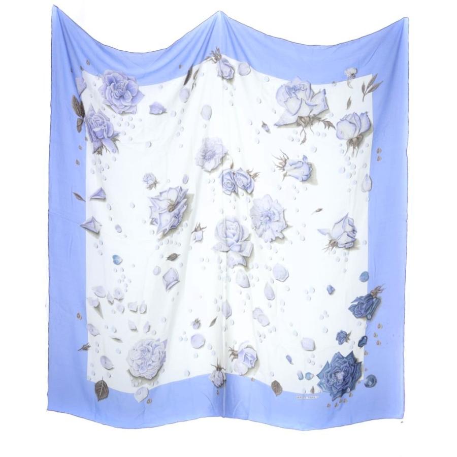 HERMES（エルメス） ラ ロゼ スカーフ 白 ホワイト 水色 ブルー /SR