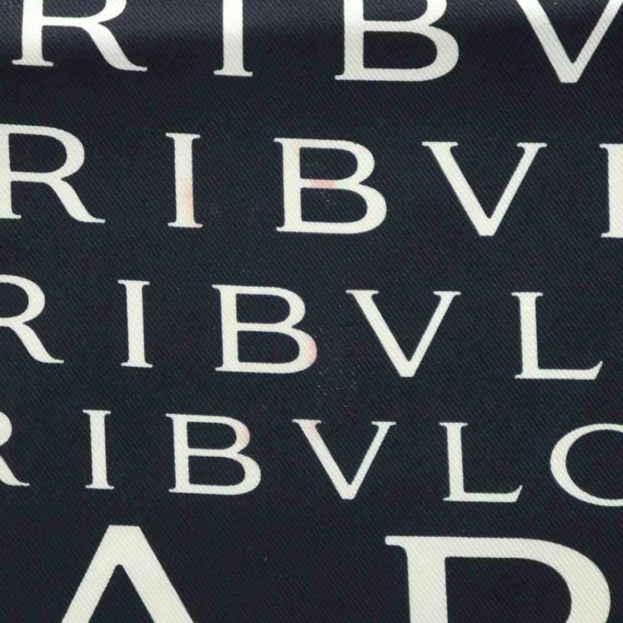 BVLGARI（ブルガリ） スカーフ シルク ロゴ総柄 黒 ブラック 黄色 白