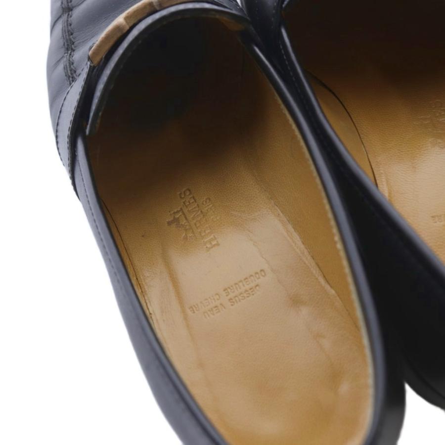 HERMES（エルメス） ウッドビット ローファー レザー 37 黒 ブラック