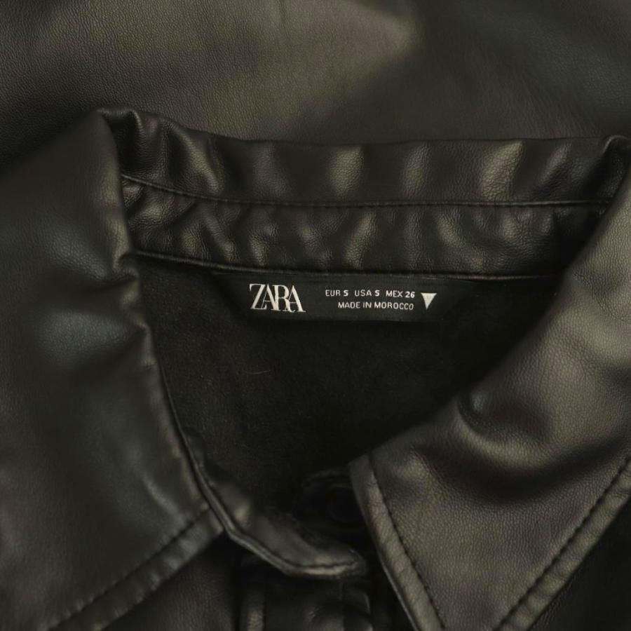 ZARA（ザラ） フェイクレザー シャツジャケット S ブラック /HK □OS