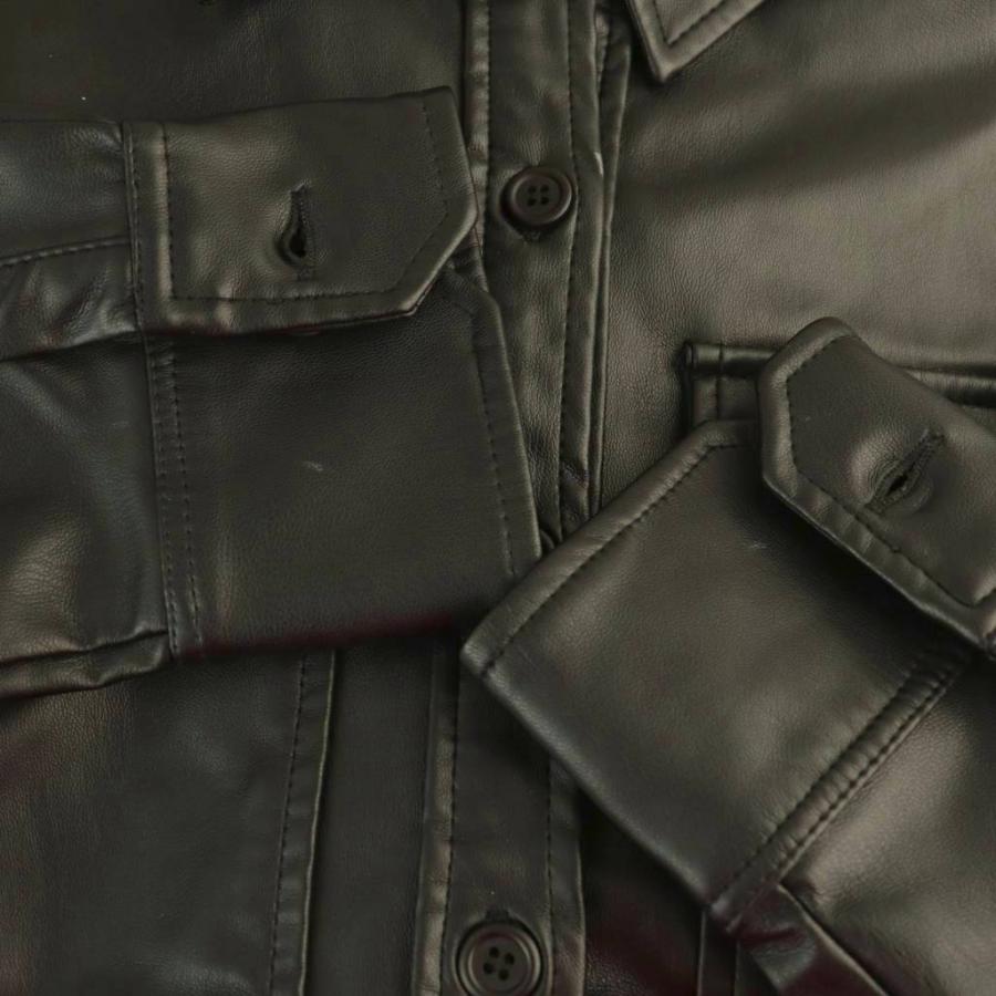 ZARA（ザラ） フェイクレザー シャツジャケット S ブラック /HK □OS