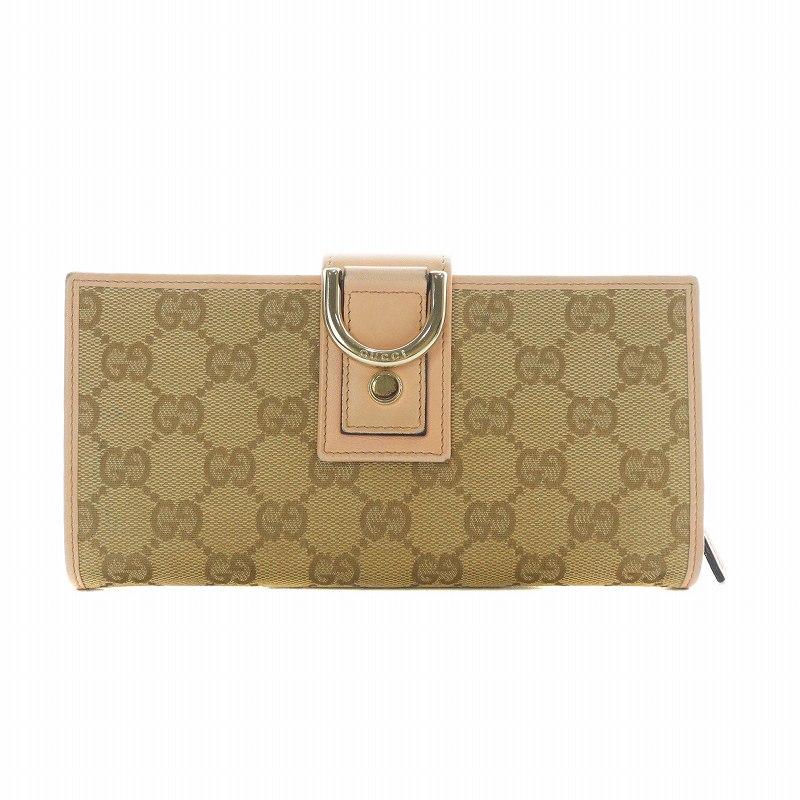 GUCCI グッチ 長財布 2つ折り 小銭入れ GGキャンバス レザー ベージュ 