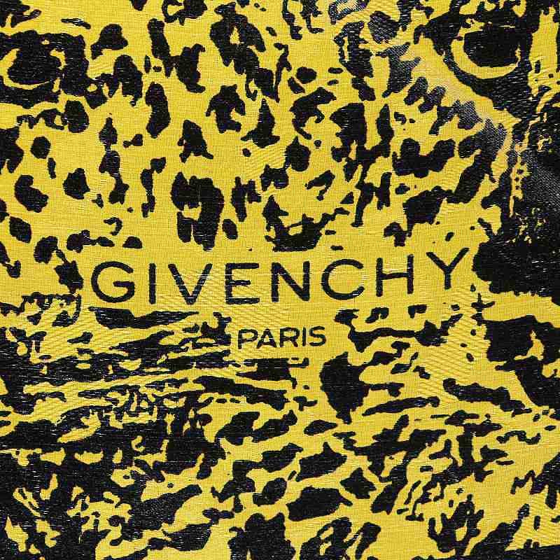 ジバンシィ GIVENCHY 総柄スカーフ 絹 シルク アニマル チーター 黄色