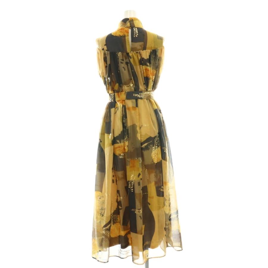 アメリ Ameri EMILIE GATHER DRESS ワンピース 襟付き ロング S マルチ