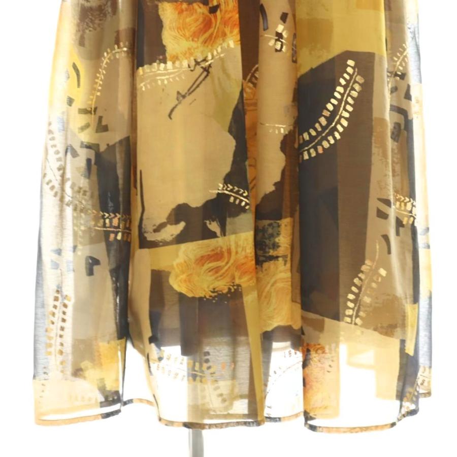 アメリ Ameri EMILIE GATHER DRESS ワンピース 襟付き ロング S マルチ