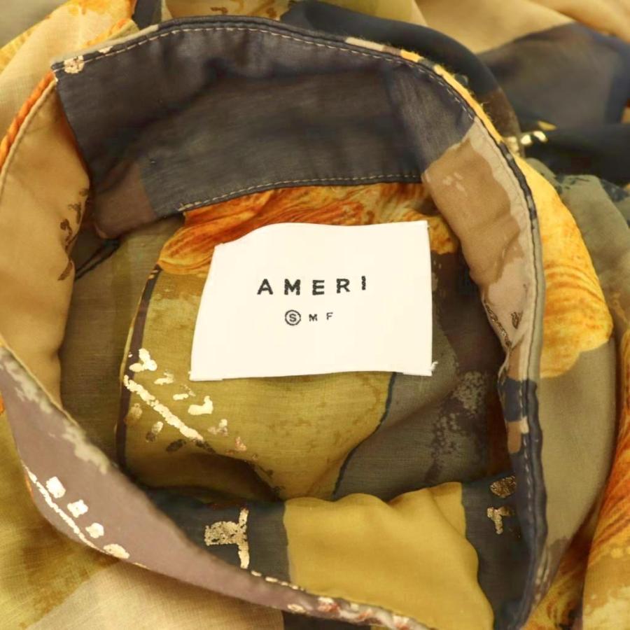 アメリ Ameri EMILIE GATHER DRESS ワンピース 襟付き ロング S マルチ