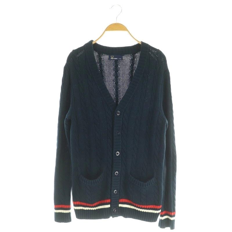 FRED PERRY（フレッドペリー） ケーブル編みニットカーディガン 長袖 V 