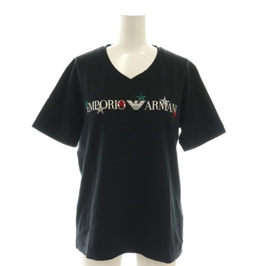 EMPORIO ARMANI エンポリオアルマーニ ロゴ ラインストーン 星 Vネック