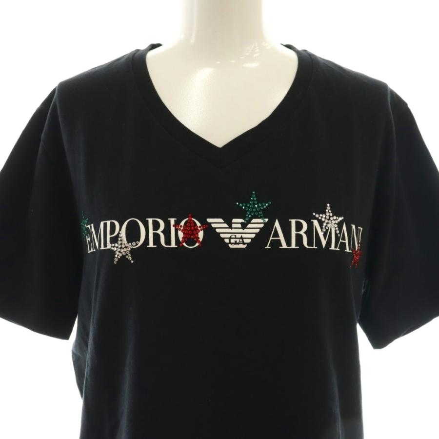 EMPORIO ARMANI エンポリオアルマーニ ロゴ ラインストーン 星 Vネック 
