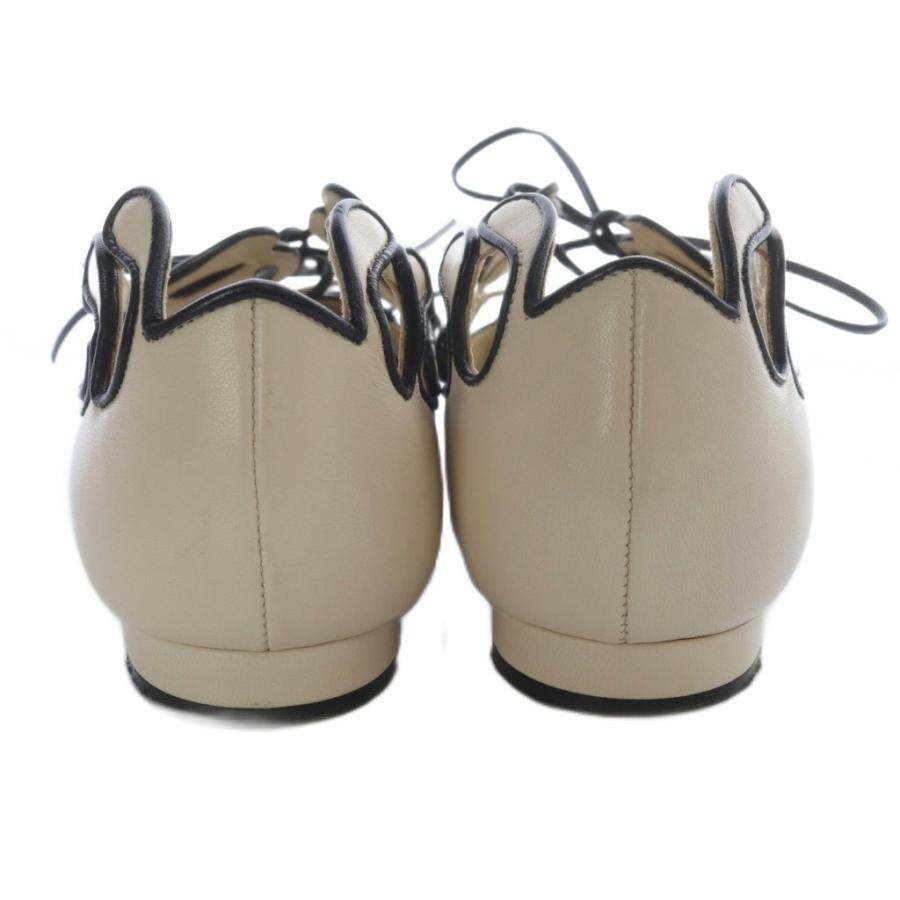 【中古】マノロブラニク カットアウトデザイン フラットパンプス 35 ベージュ 黒 ブラック /SR44 ■SH レディース マノロブラニク MANOLO BLAHNIK カットアウトデザイン フラット